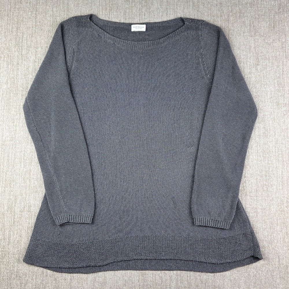 Club‎ Monaco Charcoal Gray Knit Sweater Women's Medium Italian Yarn Boat Neck